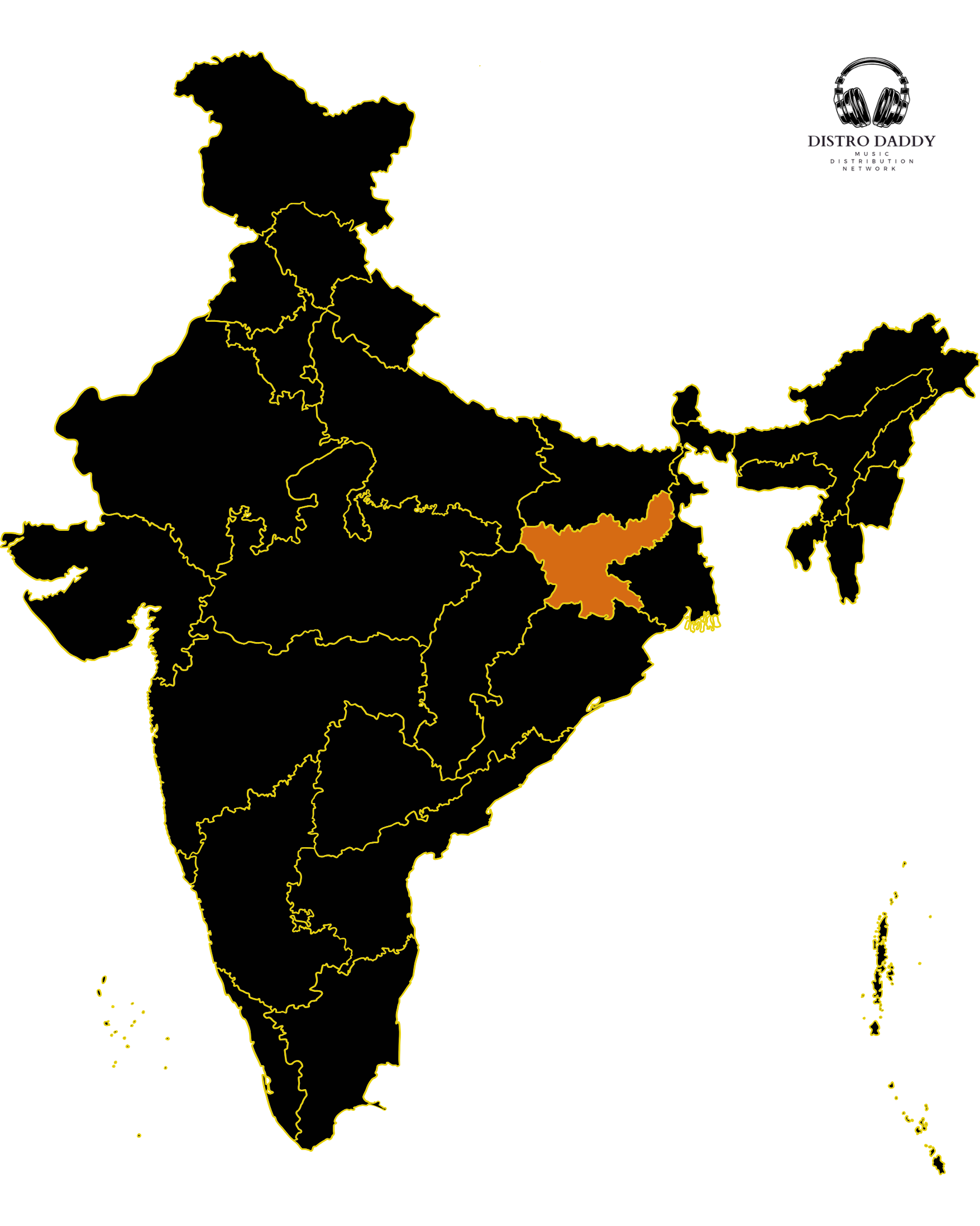 India Map with Jharkhand Highlighted